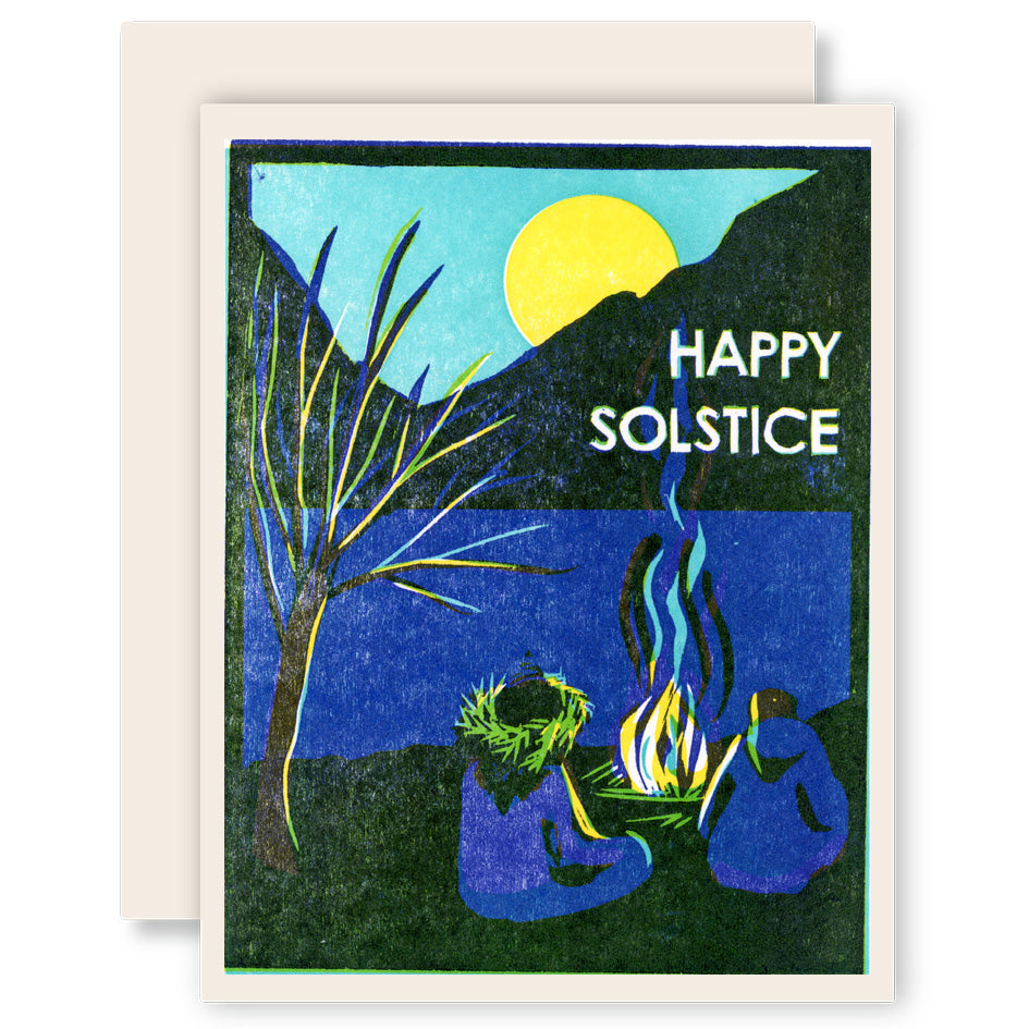 Happy Solstice Fireside Letterpress Card Heartell Press Happy Solstice Fireside Letterpress Card Heartell Press
